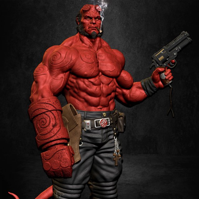 hellboy 16 14 scale monsters & creatures stl stl-file comic-art character statue collectible one-sixth one-fourth fanart fanartmarvel comics 3dprinting muscle muscles collectibles 3D print model - Mito3D