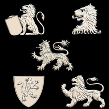 héraldique pack bijoux lions 2 3d impression modèle in 3dexport bague lion or sceau 3d print model - Mito3D