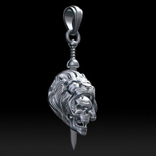 hercules scull pendant 3d print model in pendants 3dexport jewel jewellery biker man skull necklace lion leo myth medallion hero dead beast sword murder animal hunter 3d print model - Mito3D
