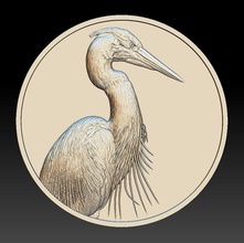 balıkçıl madeni para relief 2020 3d yazdır model in paralar rozetler 3dexport kuş sanat yaban hayatı doğa fauna hayvan rahatlama altın dolar nakit coin badges madalya 3d print model - Mito3D