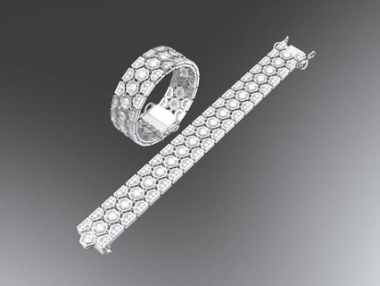 esadecimale braccialetto braccialetti esadecimale braccialetto esagono lewelry diamanti oro 3d print model - Mito3D