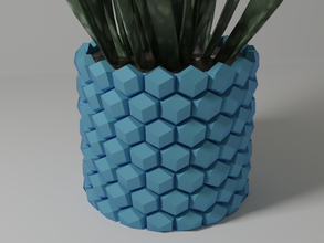 hexagon pot holder 01 3d print model in decor 3dexport flower plant aloe vase decoration art succulent template bowl 3d print model - Mito3D