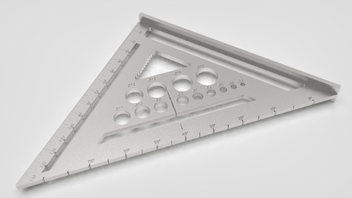 high precision 3d charpentiers carré impression modèle in main outils 3dexport travail bois précision outil marqué règle cercles forage incliné lignes intérieur bords nombres côtés professional grade 3d print model - Mito3D