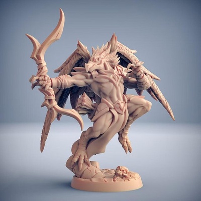 high gryphkin a miniatures ready to print 3d model in sculpture 3dexport high-gryphkin dragons dungeons fantasy hero mini modular rpg character hawk miniature tabletop wargame dnd aarakocra ttrpg units artisan guild presupported 3d print model - Mito3D