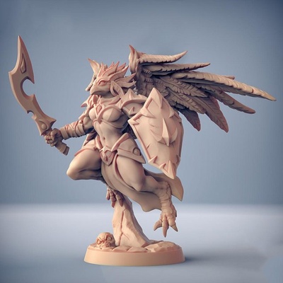 high gryphkin c miniatures ready to print 3d model in sculpture 3dexport high-gryphkin dragons dungeons fantasy hero mini modular rpg character hawk miniature tabletop wargame dnd aarakocra ttrpg units artisan guild presupported 3d print model - Mito3D