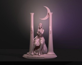 high priestess - senior arcana tarot 3d print model in figurines 3dexport taro cards papesse occultism tora art girl woman elegant fashion 3d print model - Mito3D