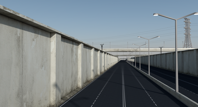 Autoroute routes ville rue courses course voiture pont dépasser Piste autoroute moto camion paysage désert 3d print model - Mito3D