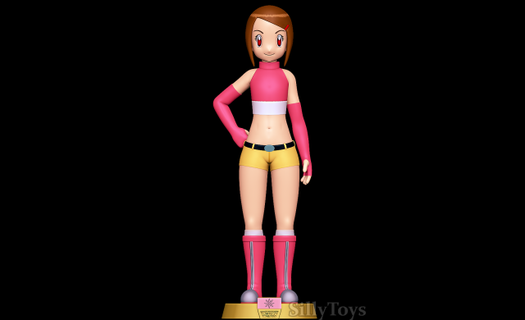Hikari yagami Digimon mulher fêmea anime menina humano Rosa 3d print model - Mito3D