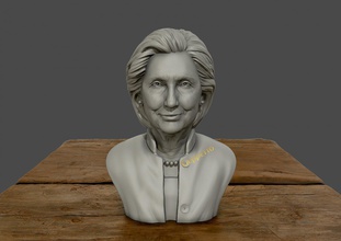 hillary clinton, yazdırılabilir 3d model yazıcı modeli Amerikan sanat büstü clinton baş insan insanlar politikacı heykel heykeller Senatör 3d print model - Mito3D