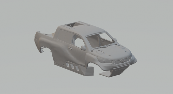 Hilux Dakar 2021 véhicule moulé pression roues chaudes fente voiture slot chaud jouets 3dpirnt impression imprimable 3d print model - Mito3D