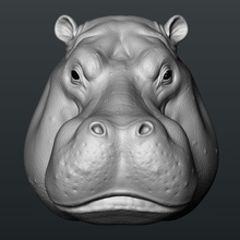 hippo head animal mammal safari zoo african hippopotamus sculpt sculpture print wild art printing 3d print model - Mito3D