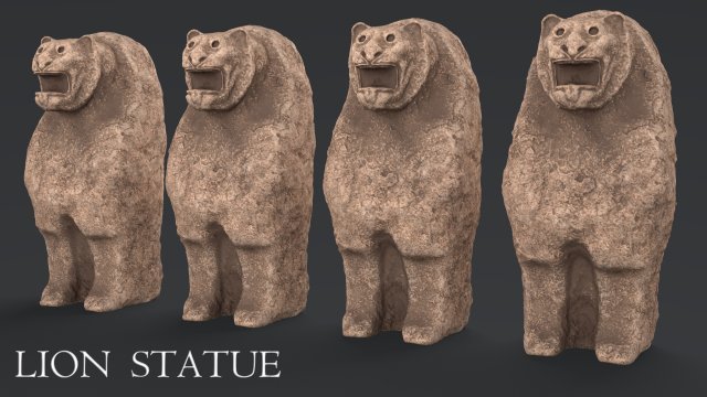 hittite lion statue stone figure marble monument shape art dusty historical history sculpture animal decorative sculpt ancient archaeology hattusa 3D print model - Mito3D