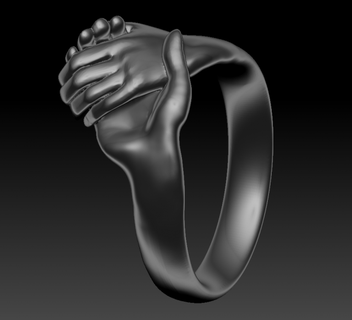holding hands ring rings hand jewelry sculpt printable finger fingers realistic 3d print model - Mito3D