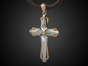 holy cross pendant p8 3d print model jewelry church religion christian celtic jesu cathedral necklace spaceship scifi art gold silver platinum gemstone diamond luxury 3d print model - Mito3D