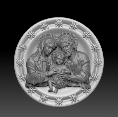 holy family 3d print model in decor 3dexport bas-relief statue sculptures jesus christ virgin mary printing religion supports 3d print model - Mito3D