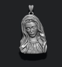 holy mary pendant 3d print model in pendants 3dexport accessories bible christian face gold head jesus jewellery jewelry mari maria mother necklace religiou-object silver 3d print model - Mito3D