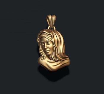 holy virgin mary pendant pendants accessories face gold head jesus jewellery jewelry religiou object silver mari maria bible mother christian necklace 3d print model - Mito3D