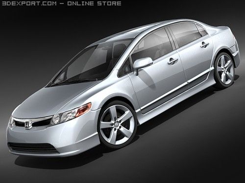 honda civic 2008 sedan midpoly 3d model in sport cars 3dexport usa japan 2007 2009 family car mid-poly 3D print model - Mito3D