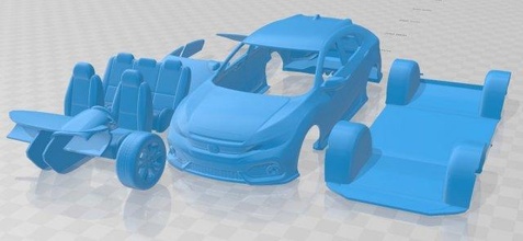 honda civic 2017 printable car 3d print model in automotive 3dexport slot scalextric tamiya rc miniz hobby micro 3d print model - Mito3D