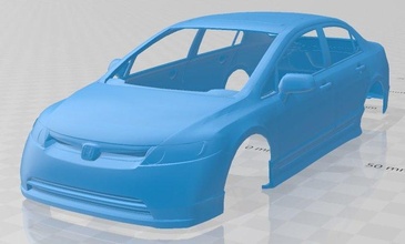 honda civique sedan 2007 imprimable corps voiture 3d impression modèle in automobile 3dexport fente scalextric tamiya rc miniz loisir micro 3d print model - Mito3D