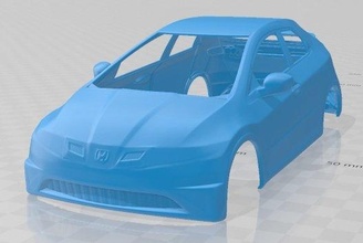 honda cívico r 2007 imprimível corpo carro 3d impressão modelo in automotivo 3dexport fenda escalextrico tamiya rc miniz passatempo micro 3d print model - Mito3D