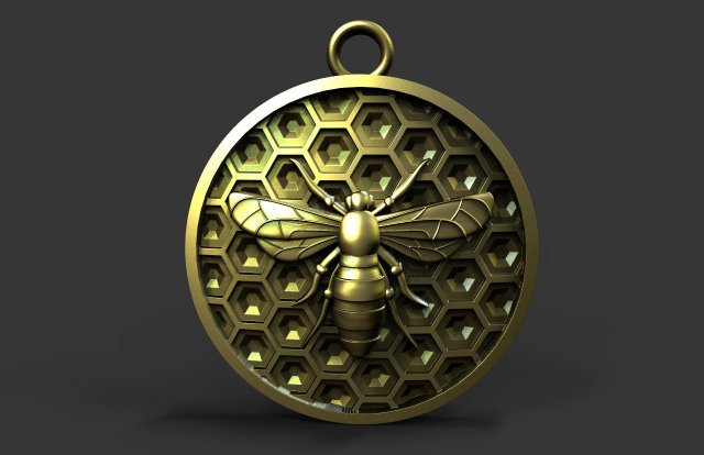 panal abeja colgante pendiente 3d impresión modelo in colgantes 3dexport joyería joya flor 3D print model - Mito3D