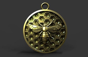 rayon miel abeille pendentif 3d impression modèle in pendentifs 3dexport bijoux bijou fleur 3d print model - Mito3D