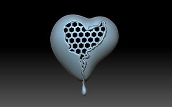honeycomb heart hearts pedant jewellery jewelry decoration decor dali 3d print model - Mito3D
