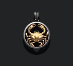 horoscope cancer pendant crab gems jewel jewellery jewelry necklace necklaces obj printable rhino silver stl zbrush zodiac zodiak pendants scorpio 3d print model - Mito3D