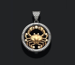 horoscope cancer pendant gems crab jewel jewellery jewelry necklace necklaces obj printable rhino silver zbrush zodiac zodiak pendants diamond astrological 3d print model - Mito3D