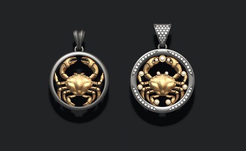 horoscope cancer pendants pack crab gems jewel jewellery jewelry necklace necklaces obj pendant printable rhino silver zbrush zodiac zodiak diamond astrological 3d print model - Mito3D