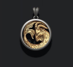 horoscope capricorn pendant capricornio goat gold jewel jewellery jewelry necklace printable silver zbrush zodiac sculpt zodiak astrological sign gem art 3d print model - Mito3D