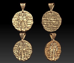 horoscope gemini pendant 3d print model in pendants 3dexport sign jewelry decoration gold zodiac zodiak astrological signs astrolog astro mysticism sun gems twin twins jewellery silver 3d print model - Mito3D