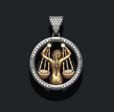 horoscope libra pendant gems gold jewel jewellery jewelry necklace printable scale scales thescale zodiac apparel crab zodiak scorpio astrological sign 3d print model - Mito3D