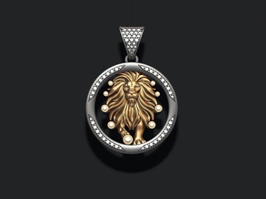 horoscope lion pendant gems apparel gold highpoly jewel jewellery jewelry leo necklace tiger zbrush zodiac crab silver zodiak scorpio astrological sign 3d print model - Mito3D