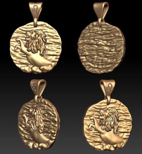 horoscope lion pendant sign jewelry gold zodiac zodiak astrological mysticism jewellery leo tiger animal mammal lioness puma cheetah cat great 3d print model - Mito3D