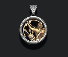 horoscope sagittarius pendant 3d print model in pendants 3dexport archer centaur gems jewel jewellery jewelry necklace necklaces obj printable rhino silver stl zbrush zodiac art 3d print model - Mito3D