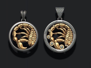 horoscope scorpion pendants pack 3d gems gold jewel jewellery jewelry necklace necklaces pendant printable scorpio silver thescorpion zbrush zodiac zodiak astrological sign 3d print model - Mito3D