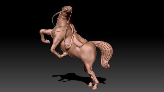 horse figurines art sculpture statue animals rearing gallop hoof tail mane muscles miniature boardgames interior artwork prancing rider sculptures 3d print model - Mito3D