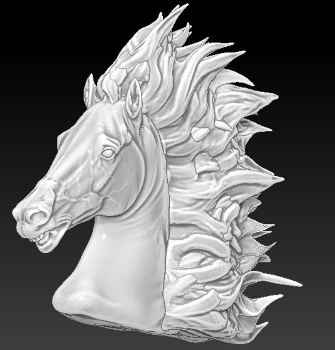 cheval à l'agonie le buste la statue sclupture runing cheveux vent haut détaillée imprimable rome classique 3D print model - Mito3D