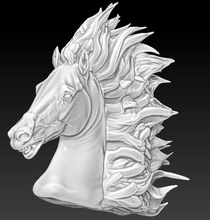 cavalo de agonia o do busto estátua sclupture runing cabelo vento alta detalhadas printable roma clássico 3d print model - Mito3D