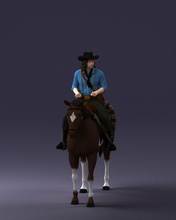 horse cowboy 0127 3d print ready scan model polygon 3dprint human male realistic posed character people miniatures man woman child figurine statuett eanimals charming 3d print model - Mito3D
