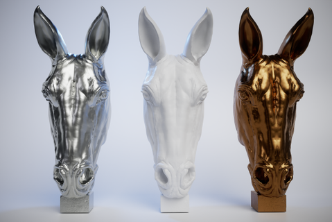 cavalo cabeça animais animal natureza égua garanhão equino 3d impressão escultura estatueta 3d print model - Mito3D