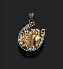 cavallo ferro pendente gemme oro gioiello gioielleria fortuna fortunato talismano anca luppolo ghiaccio ghiacciato brillante calcolo pietra preziosa gemma diamante 3d print model - Mito3D