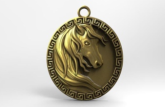 caballo colgante pendiente 4 joyería joya animal Arte 3d print model - Mito3D