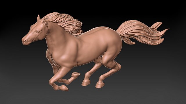 cheval impression sculpture fonctionnement animal imprimable mammifère réaliste étalon selle crinière queue équitation cow boy 3d cheveux sabots équidé parc musée grec art 3D print model - Mito3D