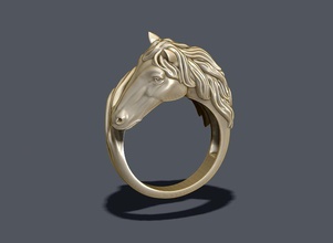 horse ring 3d print model in rings 3dexport 925 africa cad gold high hors jewel jewellery jewelry nature pigeon rhino sculpture silver statue stl zbrush 3d print model - Mito3D