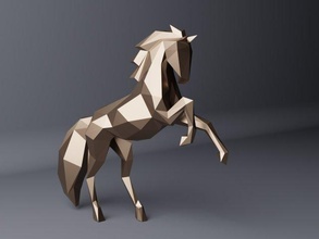 cheval sculpture supporter 3d impression modèle in 3dexport statue lowpoly art animal polyart 3dprint 3d print model - Mito3D