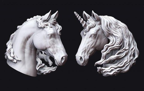 cheval Licorne tête sculpture animal magie magicien cheveux Pégase candel bijoux détaillé argent or poney arc ciel fer statue échecs figurine 3d print model - Mito3D