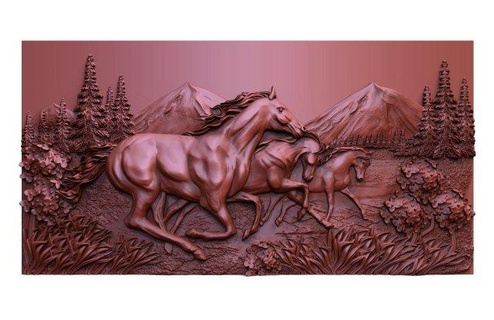 horses 5 cnc 3d print model in signs logos 3dexport horse art relief artcam aspire animals 3d print model - Mito3D